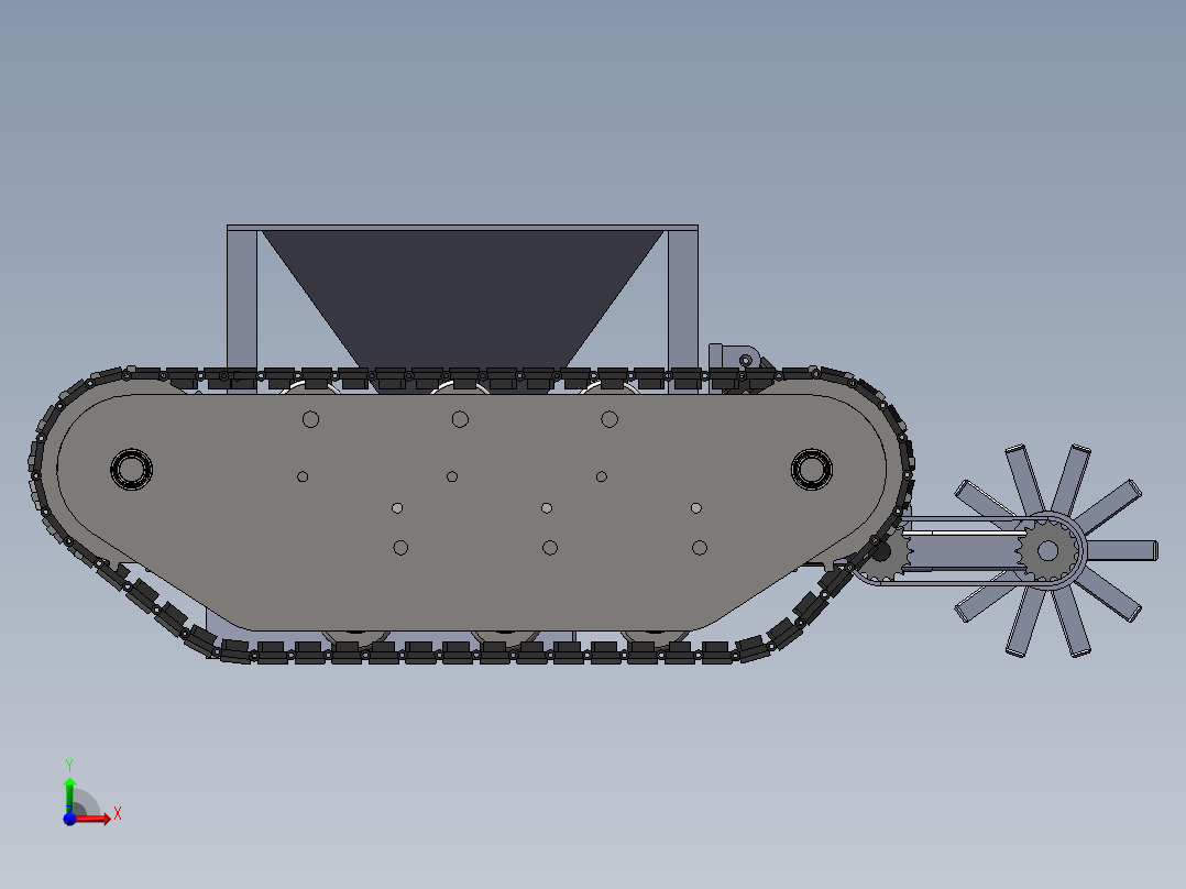 履带式农用底盘设计含三维+二维+说明前视图