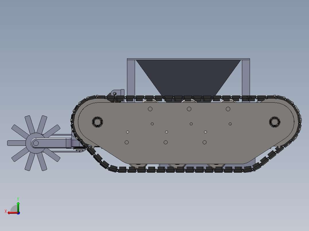履带式农用底盘设计含三维+二维+说明后视图