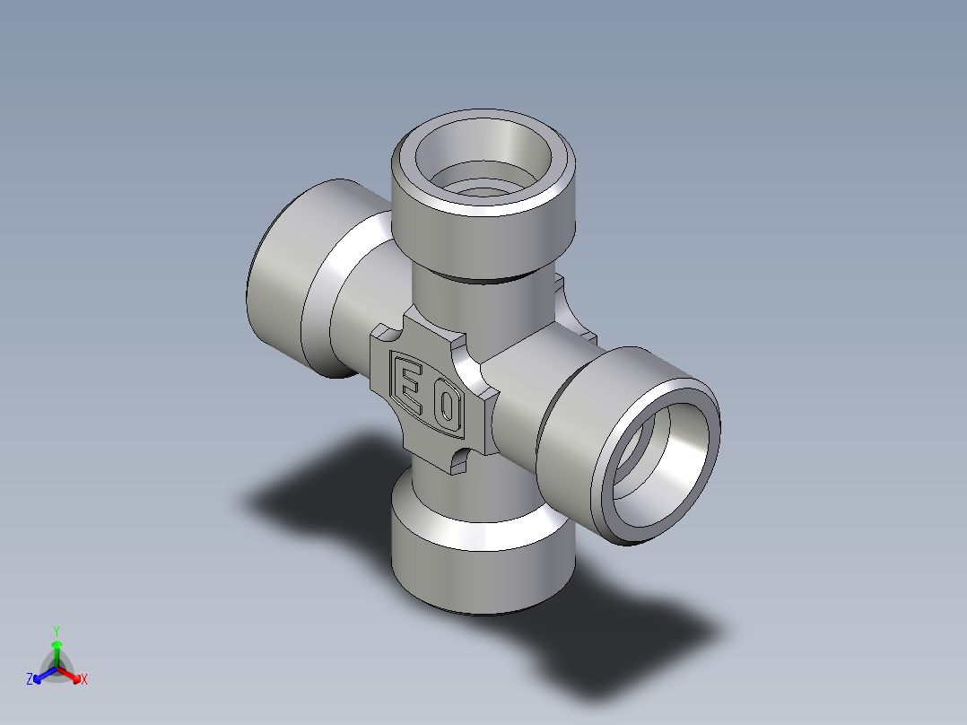 卡套式工业通用硬管接头EO_Union_cross_K14SCFX正等轴测图