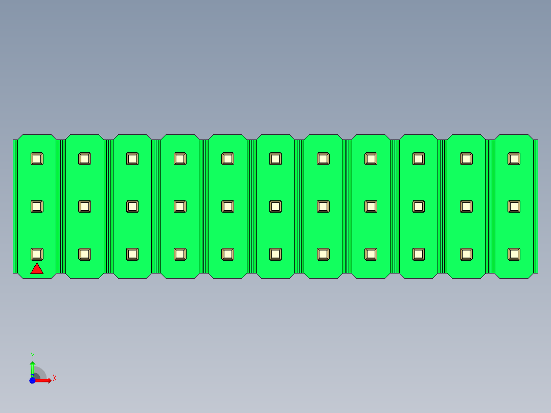 彩色公头100mil（2.54mm）系列-DS1021_green_3x11p_100mil_Type5_rev1.0前视图