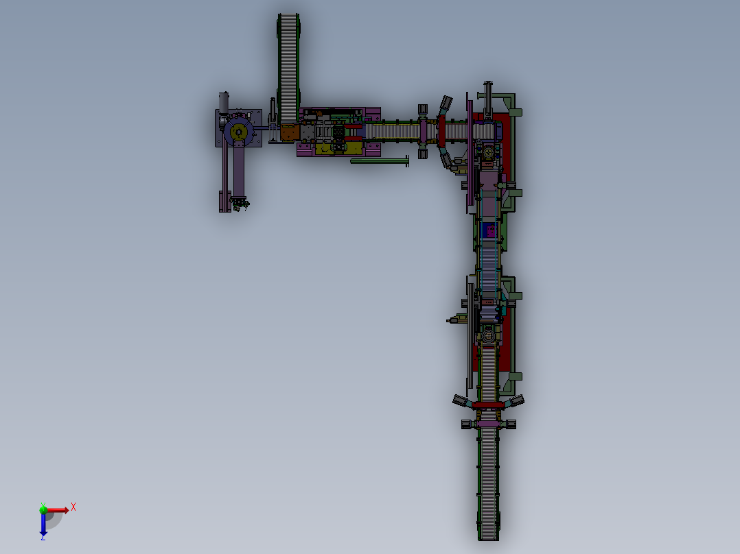 滚筒输送机及相关设备组成的大型流水线俯视图