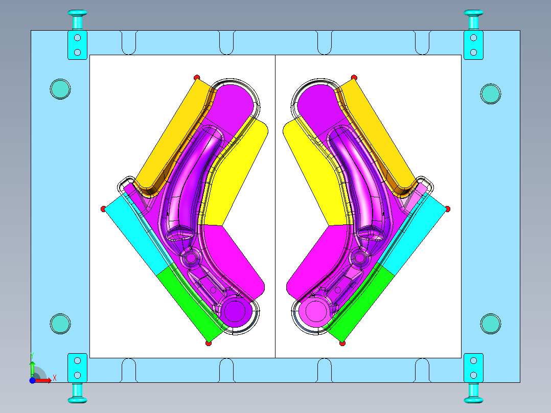 [冲压模具]特斯拉悬挂摆臂的冲压模具op20前视图