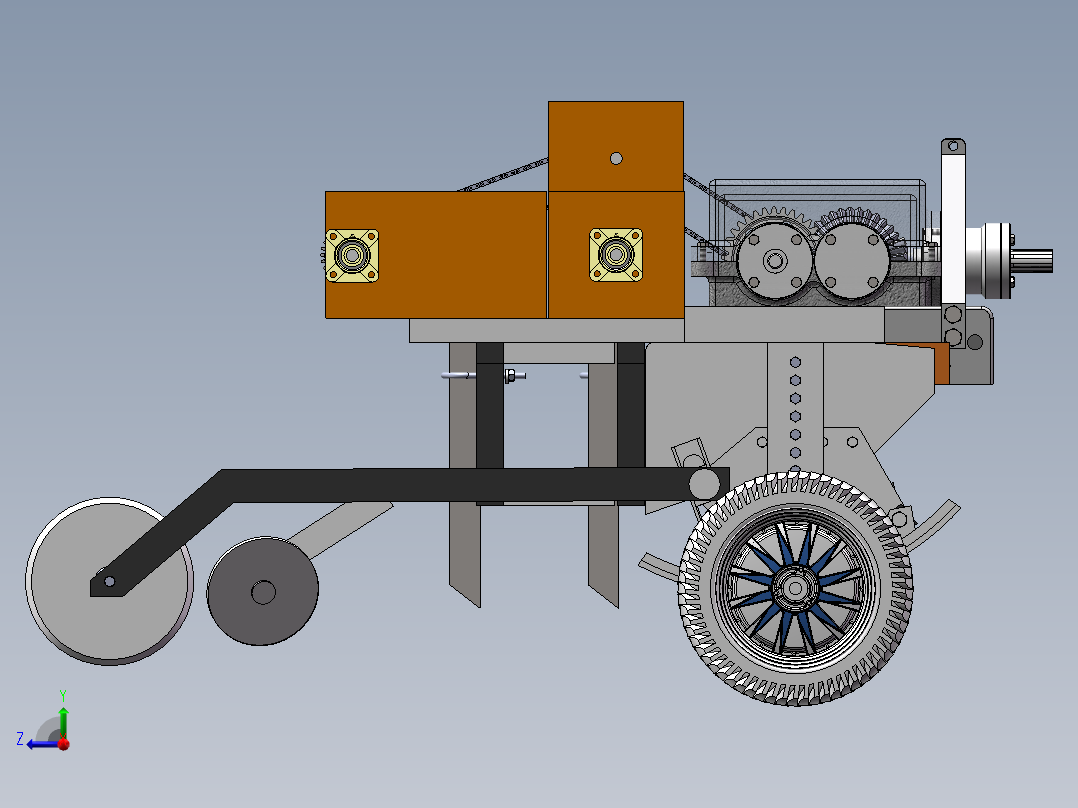 免耕播种机右视图