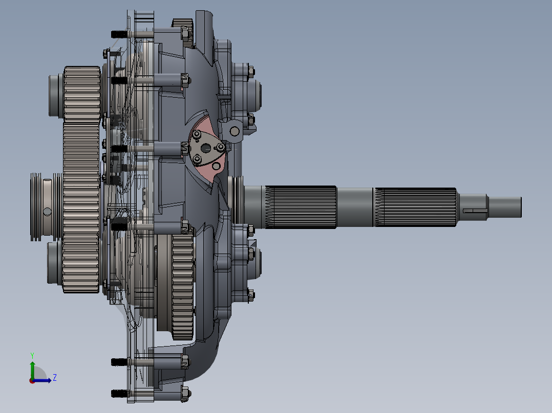 发动机增压器驱动组件左视图