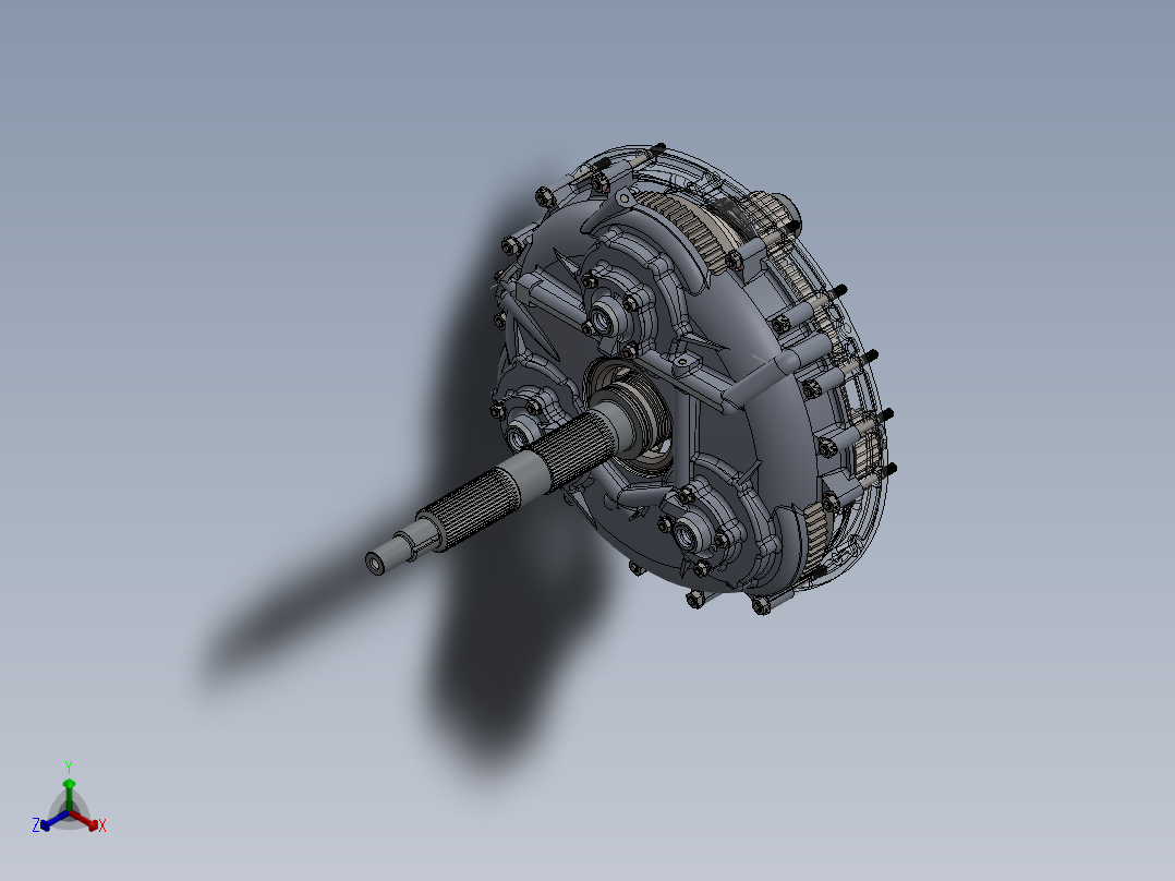 发动机增压器驱动组件正等轴测图