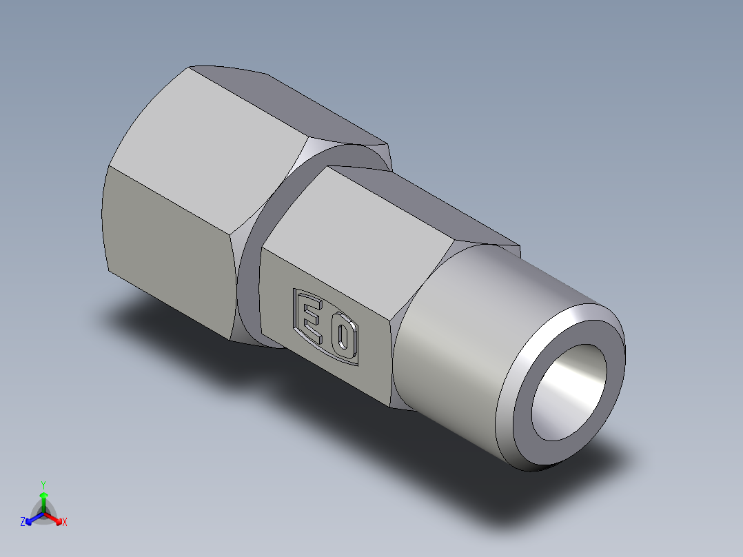 卡套式工业通用硬管接头EO_Distance_piece_adapter_DA06SOMDCF正等轴测图