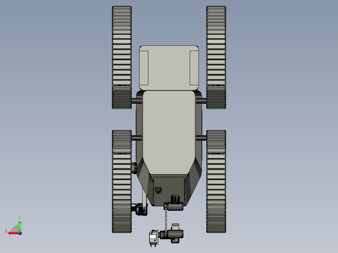 火星车履带结构3D图纸后视图