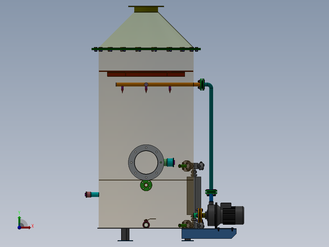 试验洗涤塔（sw18可编辑+工程图+BOM）前视图