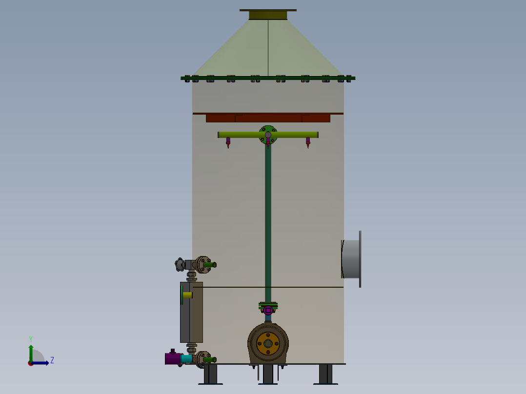 试验洗涤塔（sw18可编辑+工程图+BOM）左视图