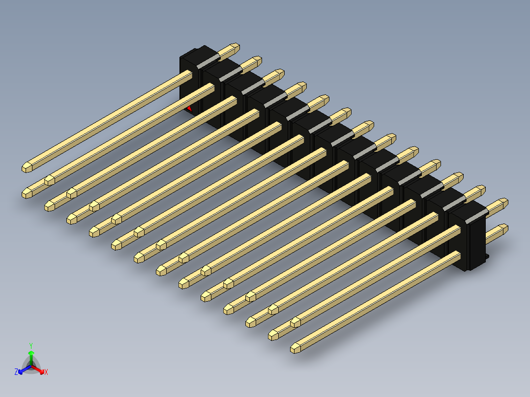 彩色公头100mil（2.54mm）系列-DS1021_black_2x13p_100mil_Type19_rev1.0正等轴测图