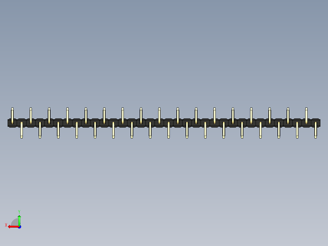 彩色公排针 100mil 2.54mm 系列-DS1022_black_34p_100mil_Type_SMT_R2_rev1.0后视图