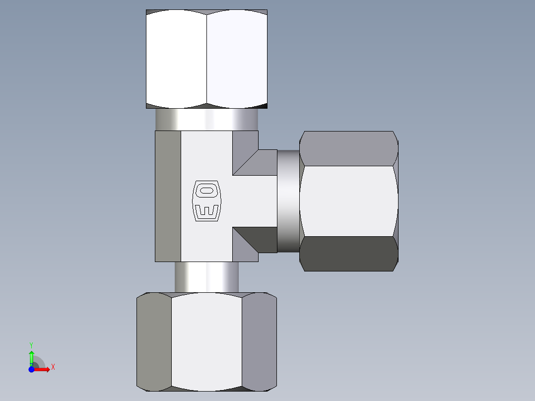 卡套式工业通用硬管接头EO_Standpipe_run_tee_EVL10LCF前视图