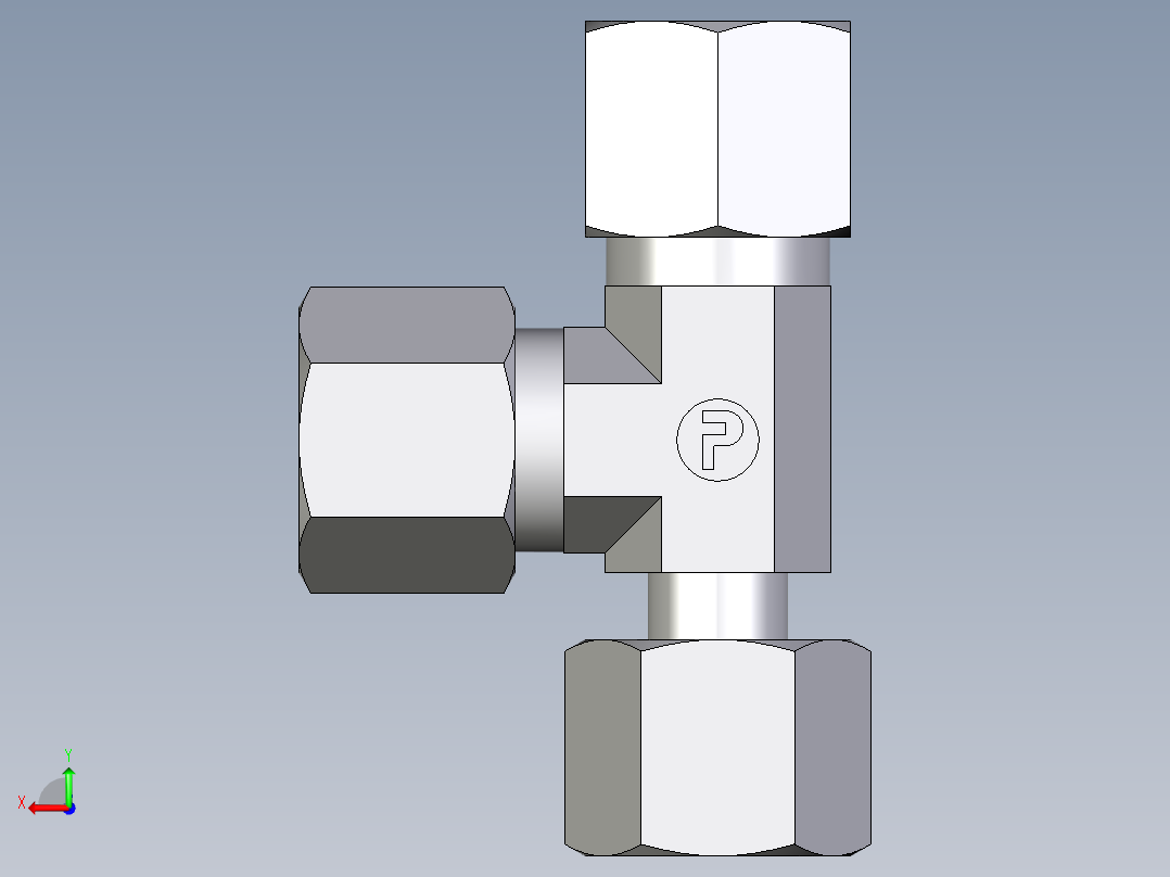 卡套式工业通用硬管接头EO_Standpipe_run_tee_EVL10LCF后视图