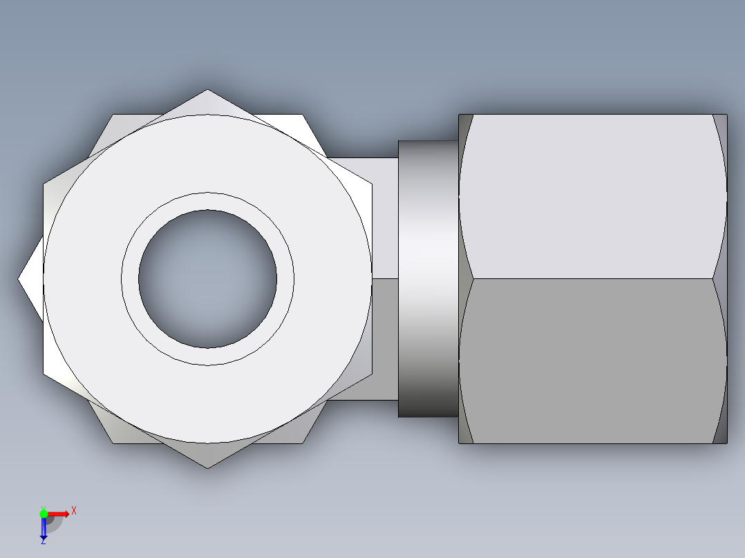 卡套式工业通用硬管接头EO_Standpipe_run_tee_EVL10LCF俯视图