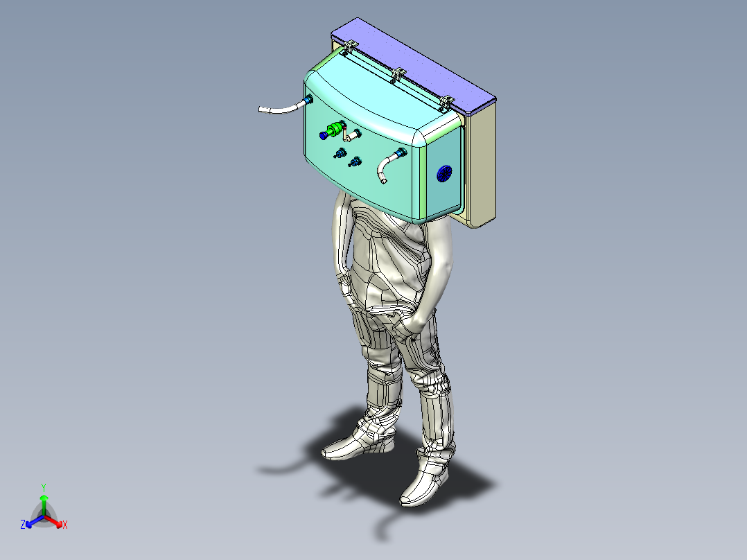 具有持续正气压（持续气道正压）的机械通气正等轴测图