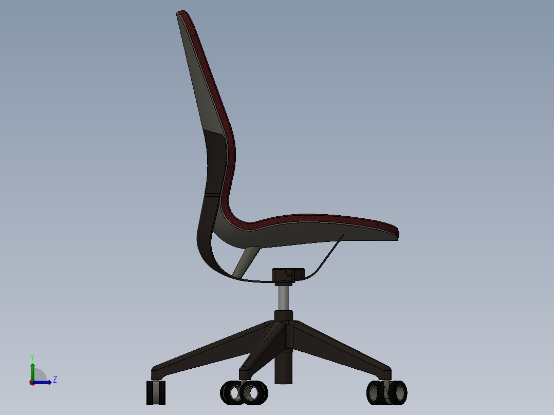 不锈钢高级人体工学椅子左视图