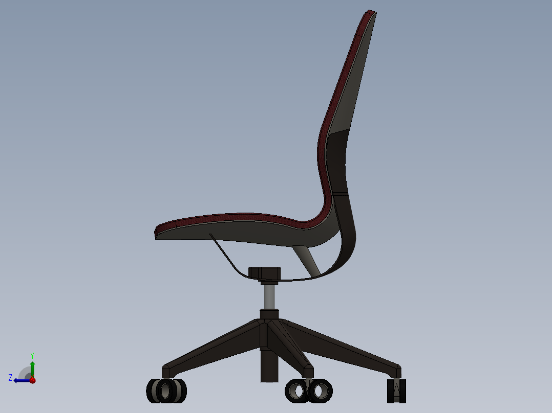 不锈钢高级人体工学椅子右视图