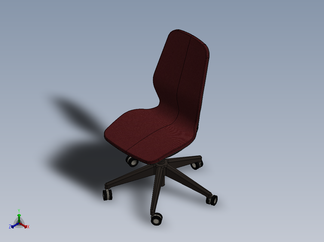 不锈钢高级人体工学椅子正等轴测图