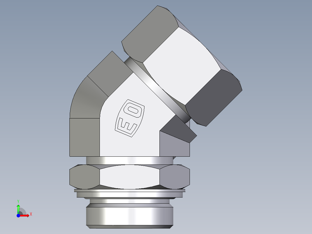 卡套式工业通用硬管接头EO_Adjustable_locknut_45_deg_elbow_VEE30SRCF前视图