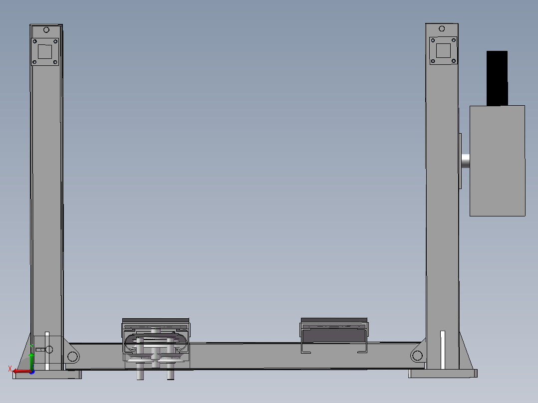 1.5t四柱液压式自动升降平台设计含SW三维及5张CAD图后视图
