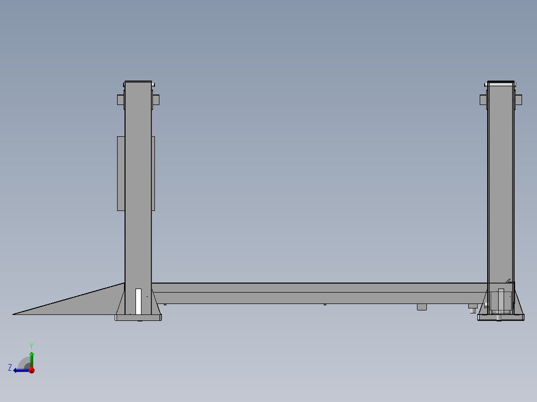1.5t四柱液压式自动升降平台设计含SW三维及5张CAD图右视图