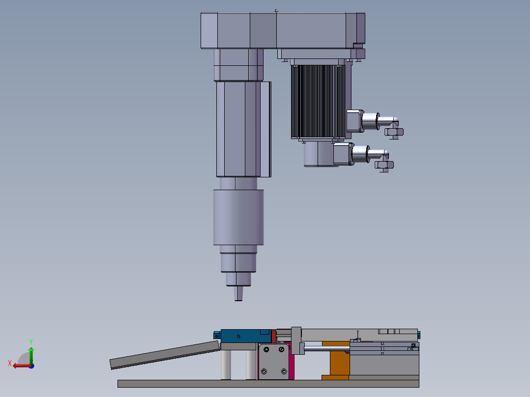 L型铁全自动攻丝机电路引脚攻丝（sw22可编辑+工程图）后视图