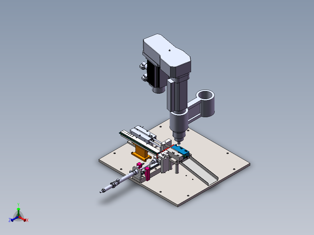 L型铁全自动攻丝机电路引脚攻丝（sw22可编辑+工程图）正等轴测图