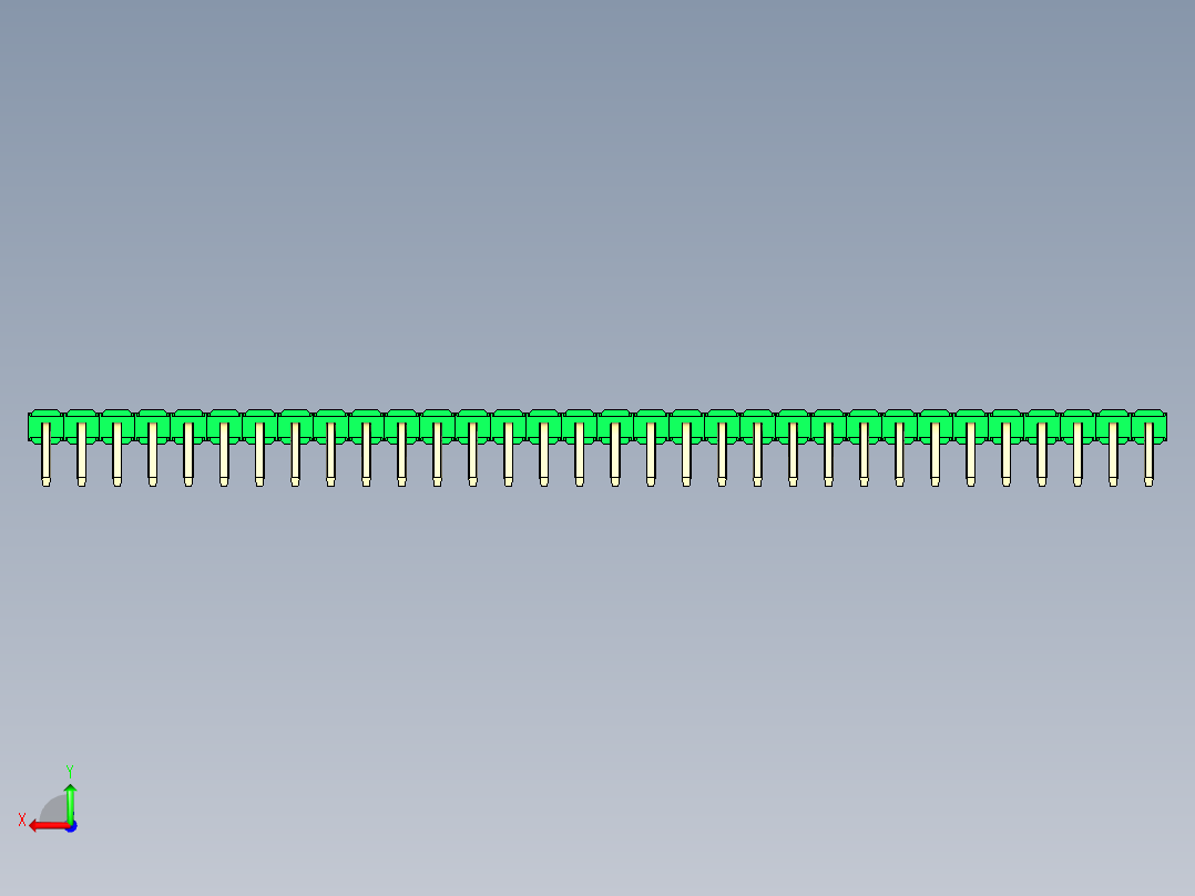 彩色公排针 100mil 2.54mm 系列-DS1022_green_1x32p_100mil_TypeD_rev1.0后视图