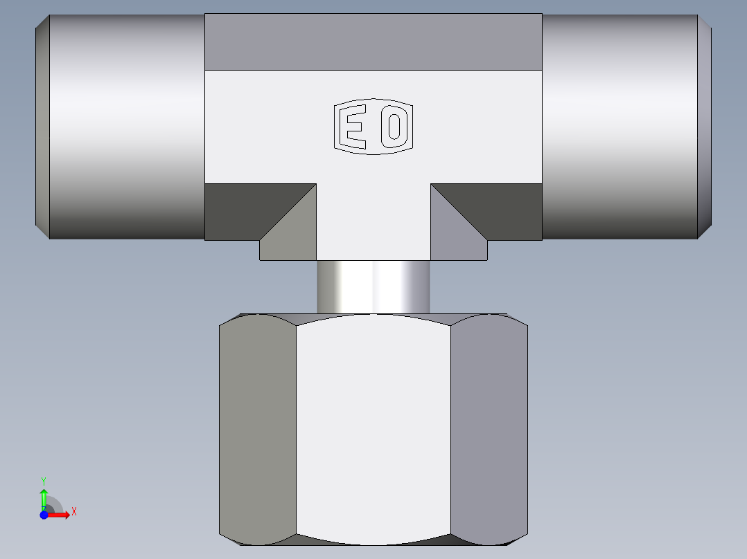 卡套式工业通用硬管接头EO_Standpipe_branch_tee_EVT08SOMD71前视图
