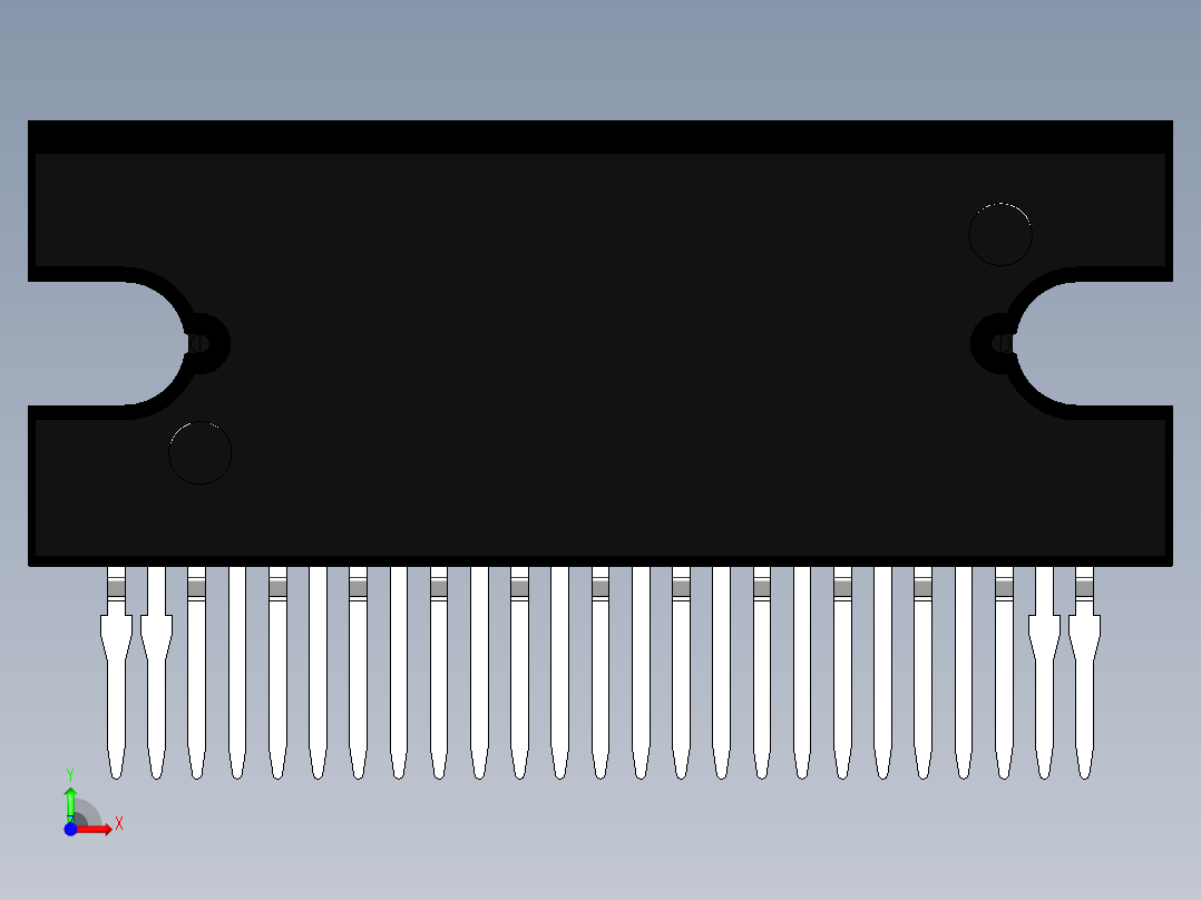 IC封装HZIP 25引脚，间距1.27毫米前视图