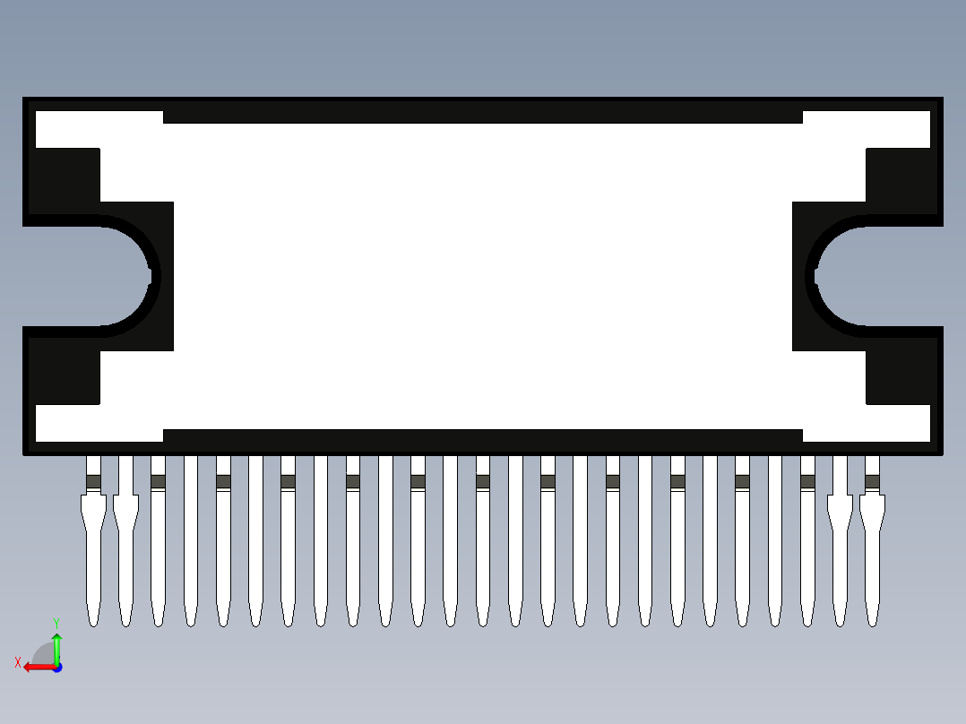 IC封装HZIP 25引脚，间距1.27毫米后视图