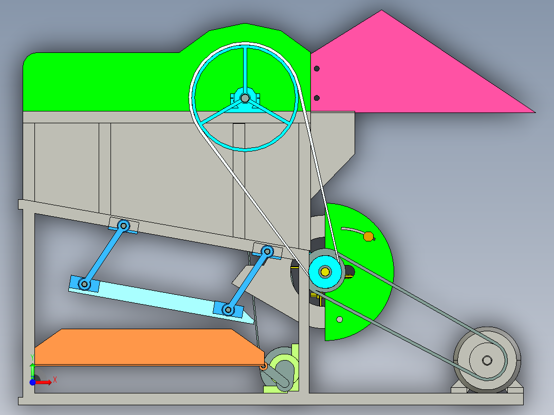 JX431-花生摘果机设计【全喂入式】三维proe+cad图前视图