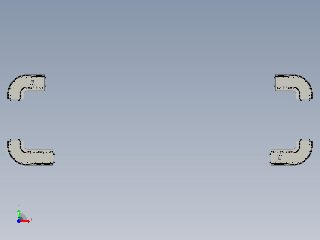 转弯输送线90度拐角前视图