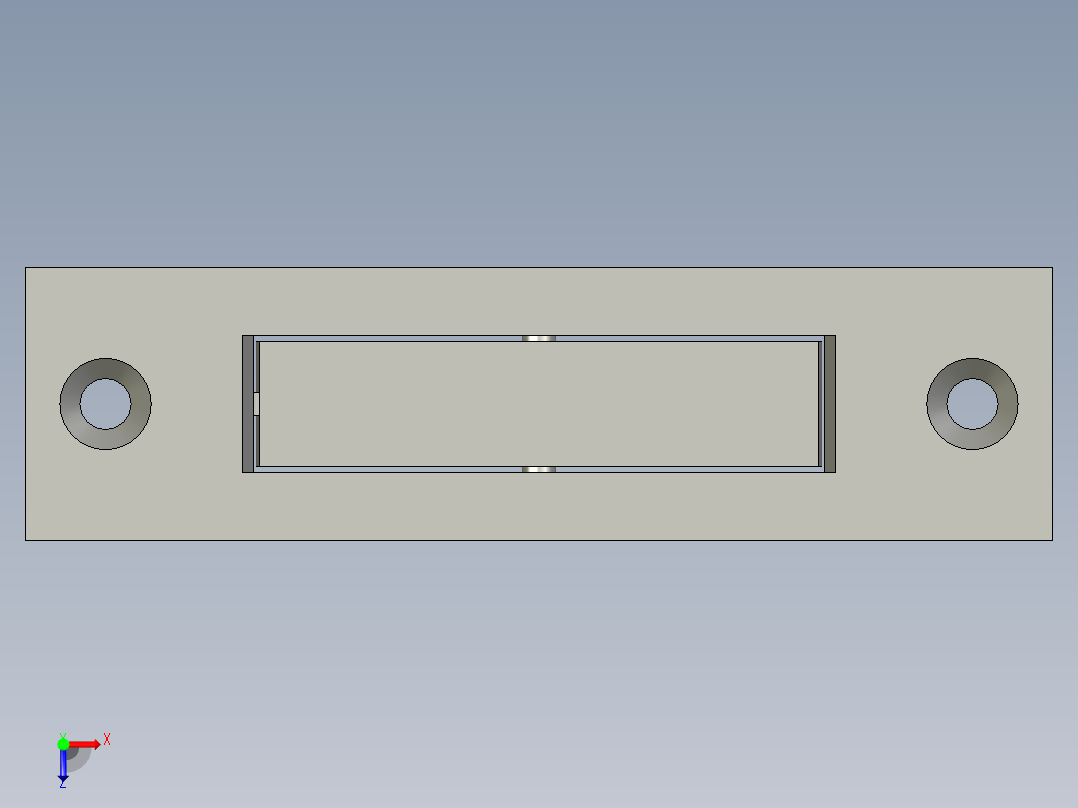 机架门旋转隐形暗拉手(UWAKS孔距76)俯视图