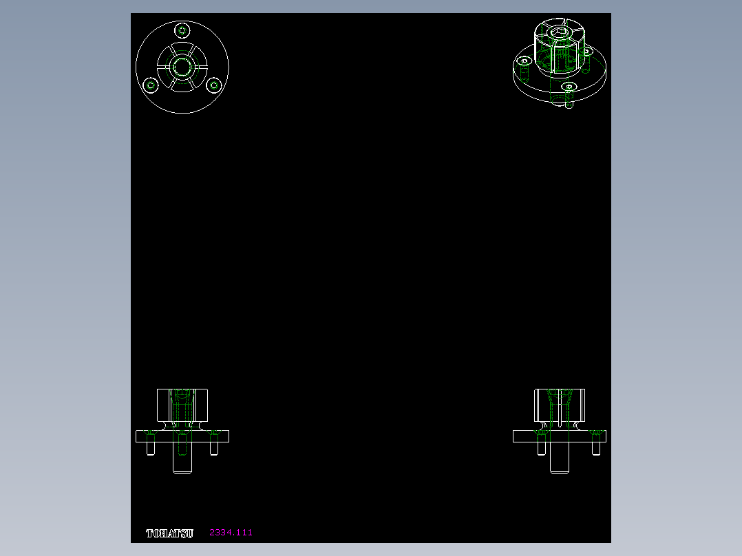 中心夾持座2334(B)-2D多系列多零件图纸模型