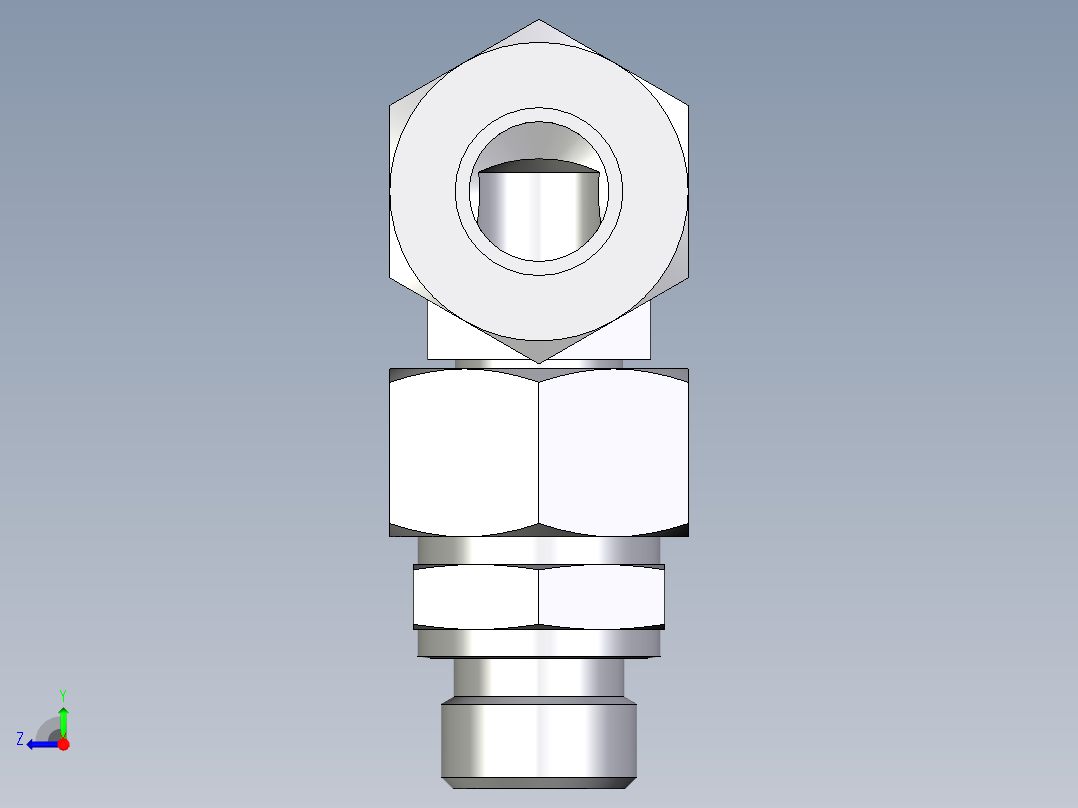 卡套式工业通用硬管接头EO_Assembled_adjustable_standpipe_elbow_EVW18LR71右视图