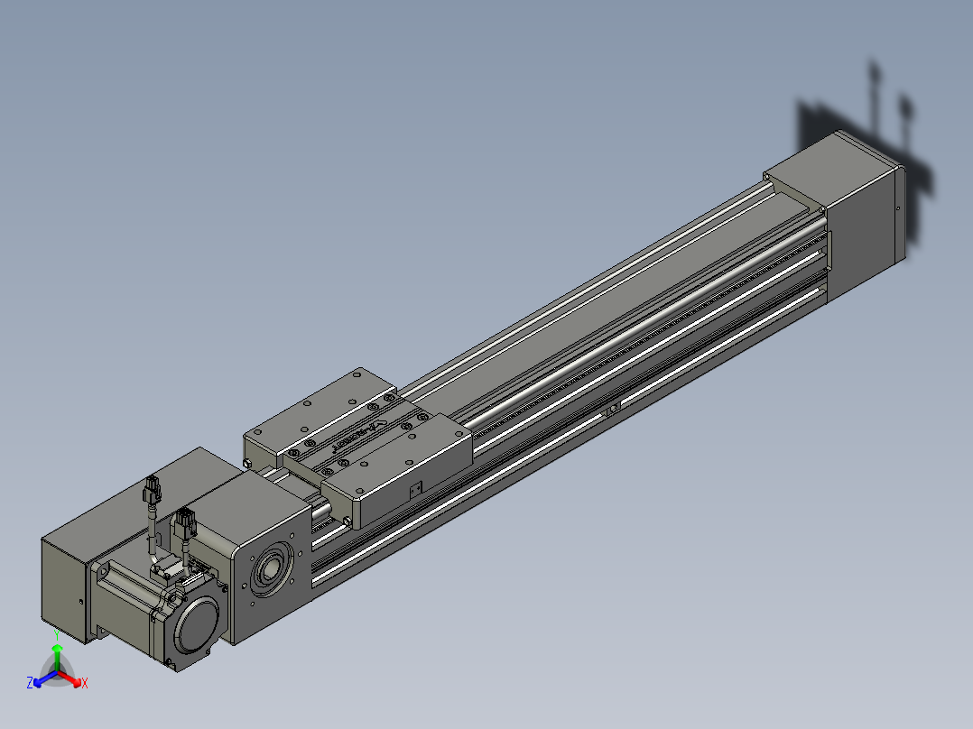 威洛博直线电机模组EB8-L100-S450-BR-P75-MS3正等轴测图