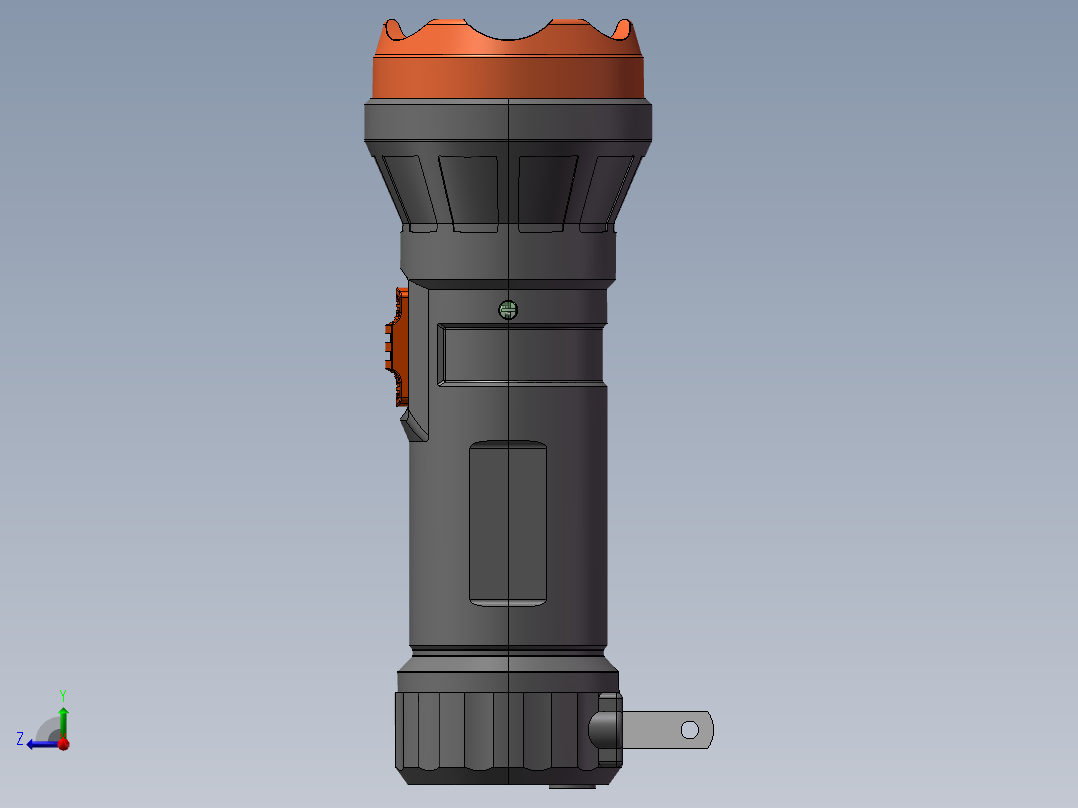最新手持可充电手电筒（建模超全）右视图