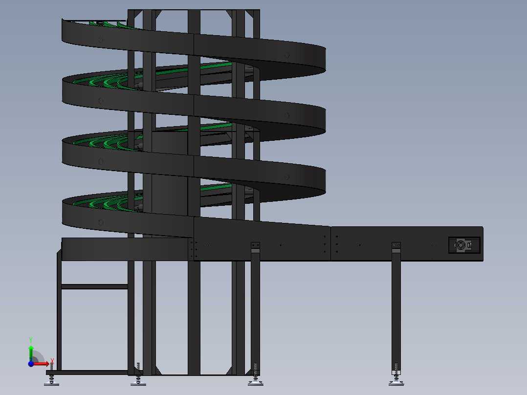 双螺旋输送机（sw14可编辑+工程图）前视图