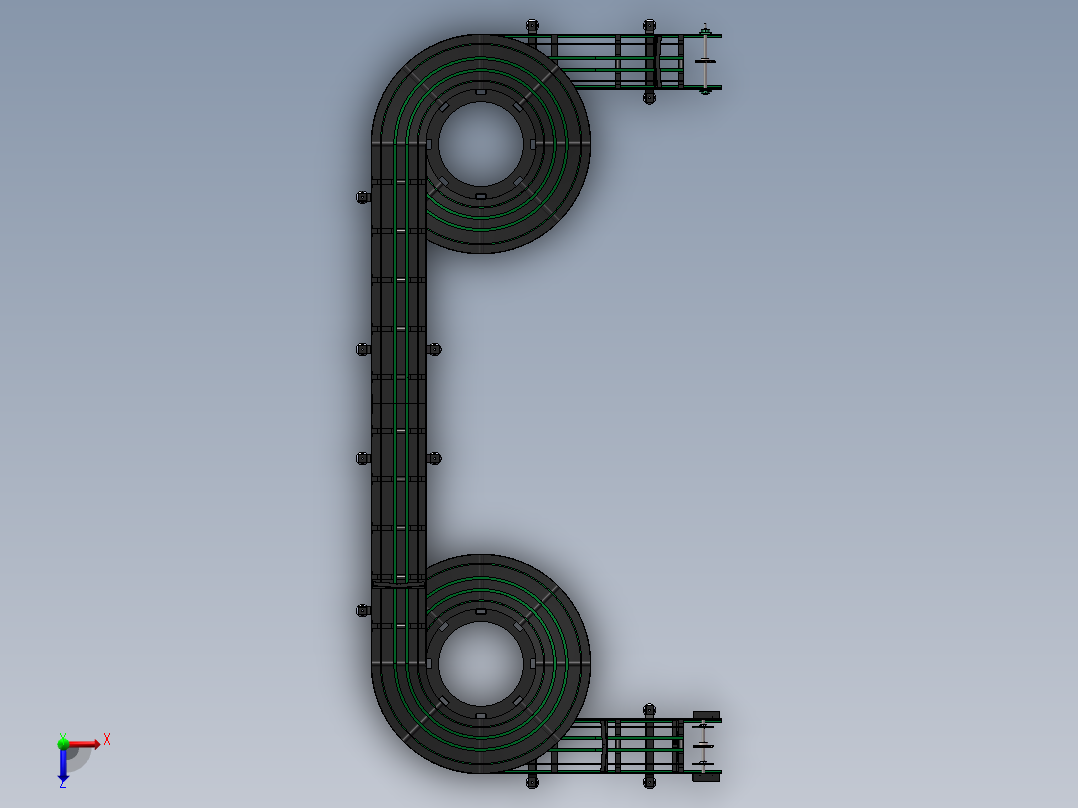 双螺旋输送机（sw14可编辑+工程图）俯视图