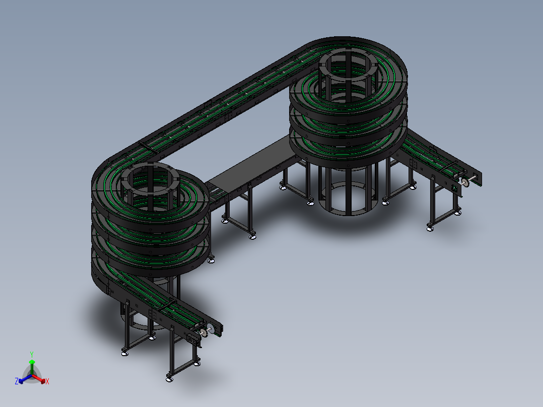 双螺旋输送机（sw14可编辑+工程图）正等轴测图