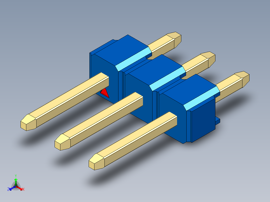 彩色公头100mil（2.54mm）系列-DS1021_blue_1x03p_100mil_Type1_rev1.0正等轴测图