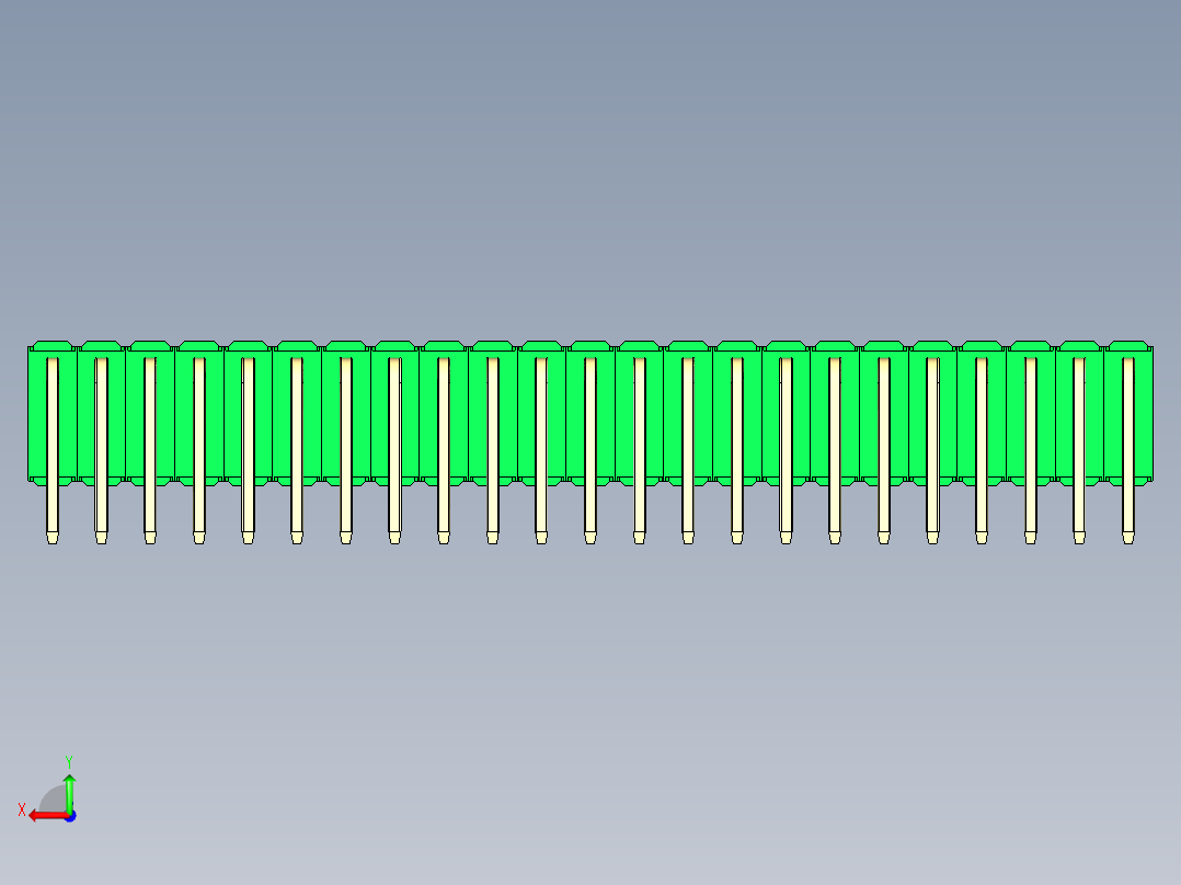 彩色公排针 100mil 2.54mm 系列-DS1022_green_3x23p_100mil_TypeD_rev1.0后视图