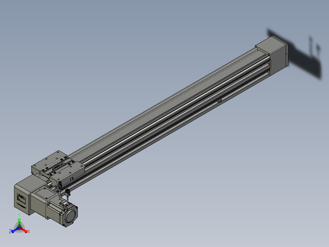 威洛博直线电机模组EB8-L200-S1000-L-P75-MS3正等轴测图