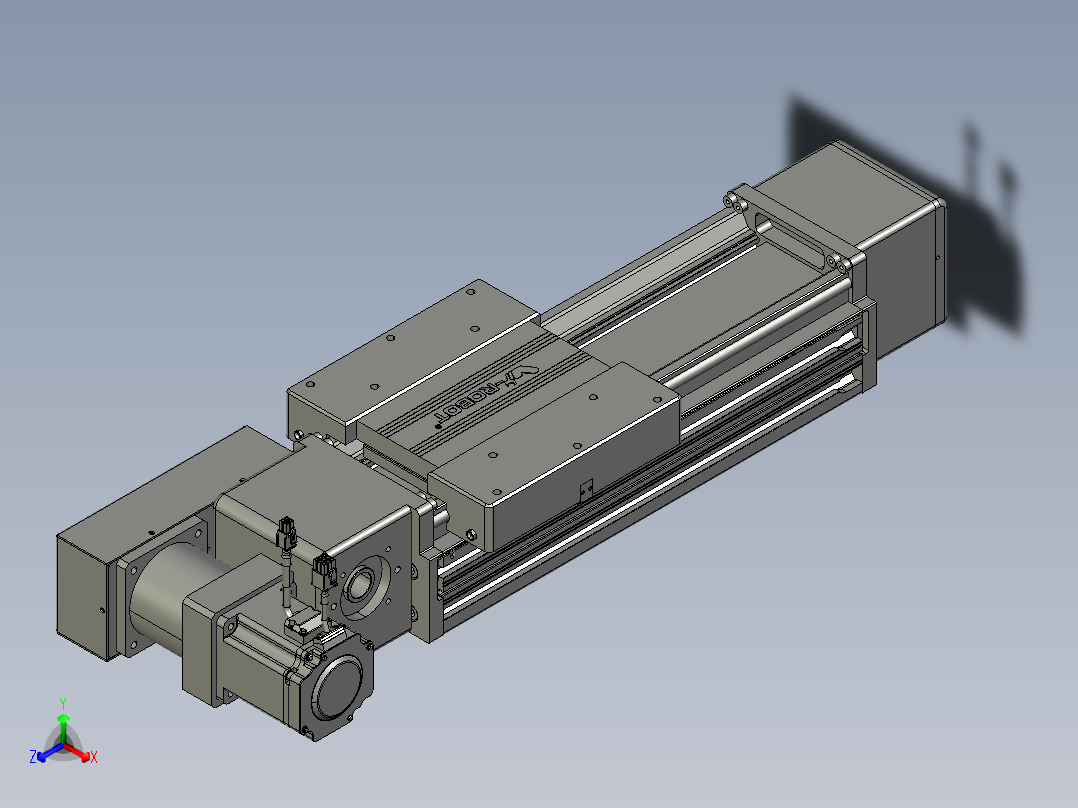 威洛博直线电机模组EB16-L208-S200-BR-ZP75-MS3-5K正等轴测图