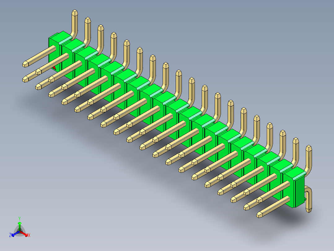 彩色公排针 100mil 2.54mm 系列-DS1022_green_38p_100mil_TypeSMT_rev1.0