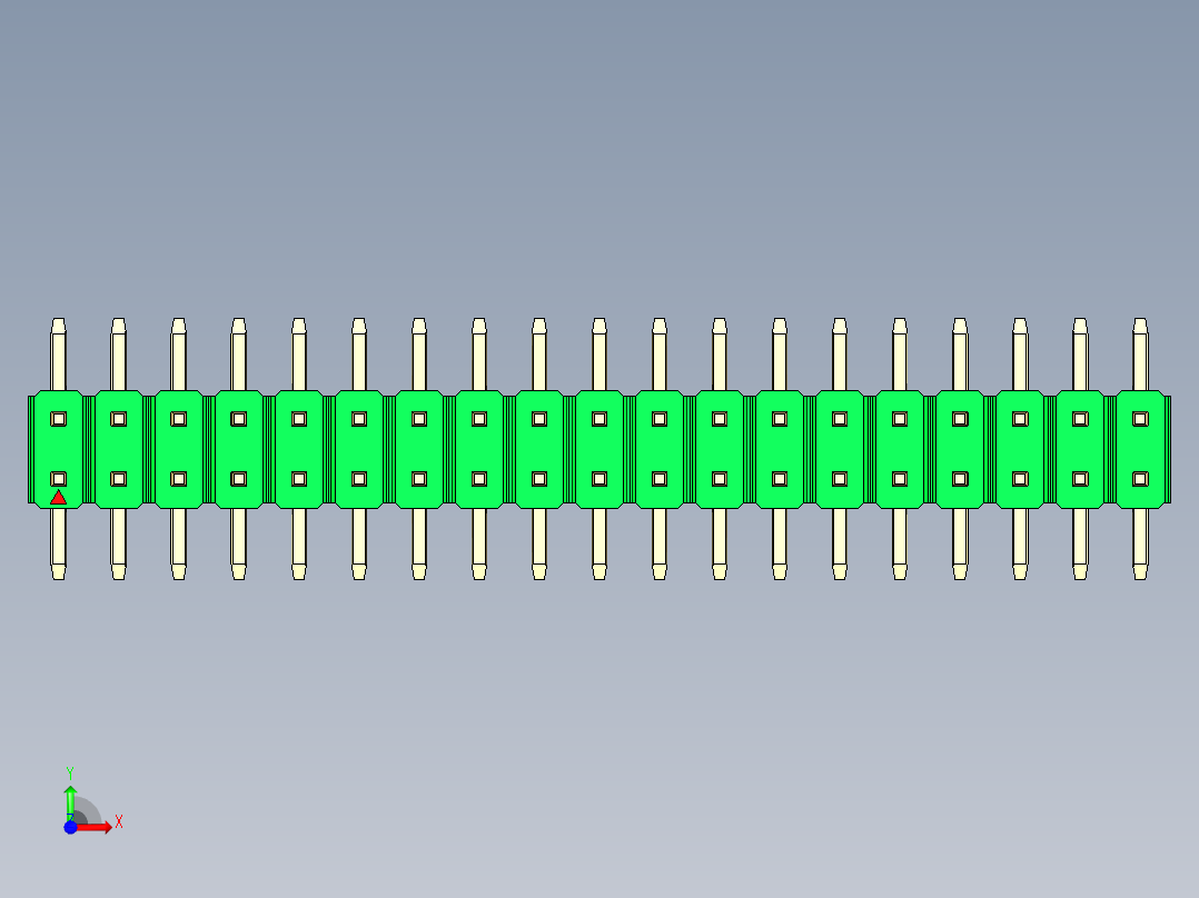 彩色公排针 100mil 2.54mm 系列-DS1022_green_38p_100mil_TypeSMT_rev1.0前视图