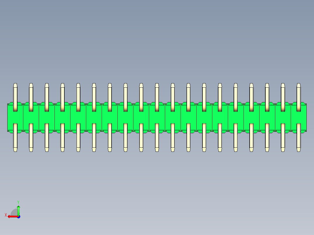 彩色公排针 100mil 2.54mm 系列-DS1022_green_38p_100mil_TypeSMT_rev1.0后视图
