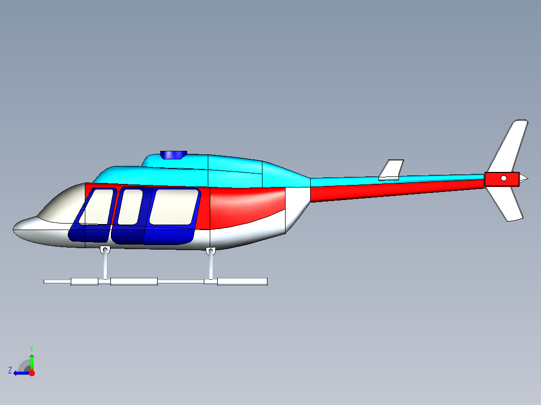 直升飞机 飞机模型设计 (73)右视图