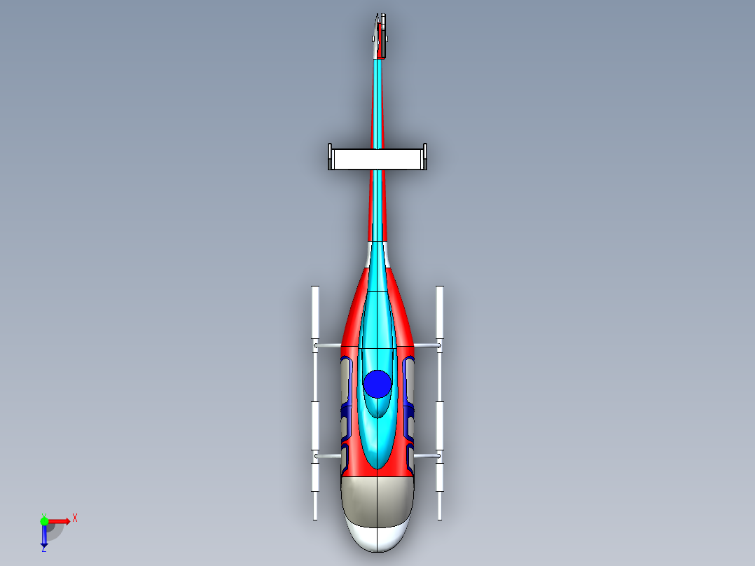 直升飞机 飞机模型设计 (73)俯视图
